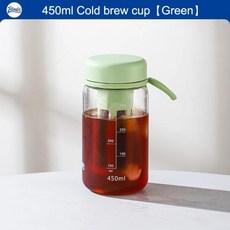 아이스 드립 커피 포트 콜드브루 대용량 컵 티팟, Green-450ml, 1개