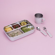 봉봉 스텐 식판 세트, 04 어린이집 준비물 세트 (오트)_식판+수저+컵, 1개