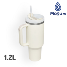 모굼 1.2리터 대용량 스텐 텀블러 빨대 포함, 1개, 1200ml, 크림화이트
