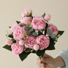 화예원 생화같은 리얼 작약 성묘 조화 꽃다발 셀프 웨딩 촬영 소품 부케 부쉬, 연핑크, 2개 연핑크, 2개