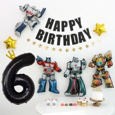 이벤트홀릭 로봇풍선 생일파티용품세트 초대형 왕관 숫자풍선, 6, 1개