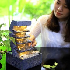 실내 분수 인공 폭포 연못 인테리어 돌조경 행운의 풍수 사무실 개업 선물 인테리어 소품, C