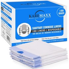 KAREMAXX 휴대용 변기 컴모드 변기용 침대 옆 커모드 라이너 백 100개 라이너용 누수 방지 무취 가방용 일회용 성인용 Q1611148, 1개