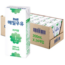 매일유업 저지방 1% 멸균 우유, 2박스, 200ml