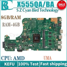 KEFU 노트북 마더보드 ASUS X555QA X555BA A555Q X555Q X555B X555BP K555B K555Q AMD-CPU V1G V2G UMA용, 14 4GB FX-9800P V2G