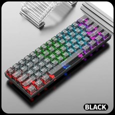 K30pro 무선 기계식 블루투스 투명 키보드 축교환식 게이밍 레이저 레인보우 LED 무접점 충전 2.4G/USB-C,