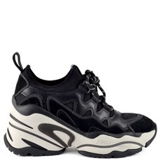 [해외] 아쉬 버드 웨지 블랙 가죽 니트 스니커즈 BIRD Wedge Trainers Black Leather Knit