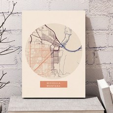 Missoula montana city maps 미니멀리스트 캔버스 포스터 아트 프린트 벽 사진 거실 용 프레임 없음, 40x56cm^+0
