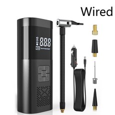 150 PSI 미니 에어 펌프 타이어 팽창기 휴대용 압축기 스마트 디지털 무선 자동차 모토 자전거, Wired, 1개