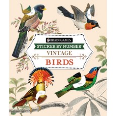 (영문도서) Brain Games - Sticker by Number - Vintage: Birds Paperback, Publications International,..., English, 9781639384204
