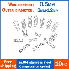 304 스테인레스 스틸 압축 와이어 직경 0 5 리턴 외부 Diameter3 10mm 나선형 미니 10, 3mm, 0.5mm, 35mm 10pc, 1개
