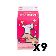 빙그레 딸기타임 팩우유 500ml x 9개