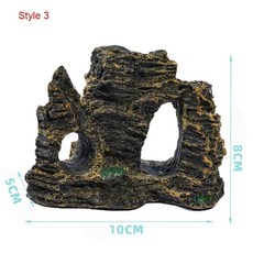 작은 어항 바위 산 전망 동굴 돌 나무 물고기 탱크 장식 노란색, 4.Style 3, 1개
