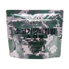 [일빵빵] (메뉴2) 쇠고기맛비빔밥 스프형 110g 전투식량, 4개