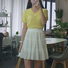 [도도하나] 여름 비비드 브이넥 언발 니트[5컬러]