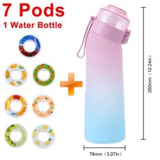 휴대용 재사용 가능한 공기 맛 음료 컵 나는 물병 야외 스포츠 7 가지 포드 650ml, 15 Pinks-7 pods