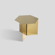 HAY Slit Table Hexagon 육각형 기하학 종이 접기 티 테이블, 황동 거울