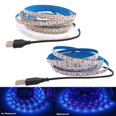 UV LED 스트립 라이트 방수 보라색 리본 DJ 형광용 자외선 USB 로프 테이프 5V DC 2835 0.5m 1m 2m