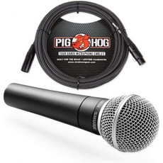슈어 SM58 카디오이드 보컬 마이크 및 돼지 호그 케이블 20피트 XLR - 번들 블랙, Black Shure, Black