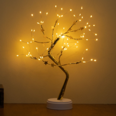 이코노미쿠스 LED 무선 감성 나무 침대 간접 조명 전등 수면등 무드등, 나무와별