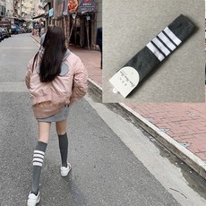 야구양말 배합 a의 tbj양말 여성유행 롱스트라이프 4개 레드그레이 긴양말 헬스 운동 야구 레그워머, C01-그레이 4개봉 무릎안넘는 cp하루카