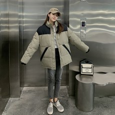 블랙 앤 화이트 패딩 겨울 쇼트 코트