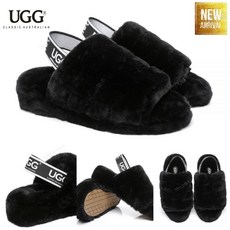 호주어그슬리퍼 Ugg 퍼피 양털 슬리퍼 스트랩 밴딩 23FW 블랙