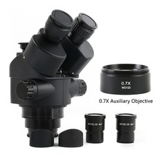 7X-45X 3.5X-90X 동시 초점 삼안 현미경 줌 스테레오 현미경 헤드 0.5x 2.0x 0.7x 1.5x 0.75x 보조 대물 렌즈, 0.7x 120mm