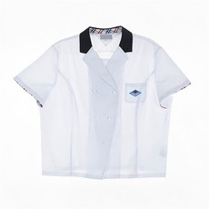 교복몰 배색카라 더블버튼 여자 반팔 블라우스