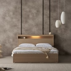 소니아 템바보드 신혼부부 저상형 LED 수납 서랍 침대, 프레임 높이 230mm, 메이플