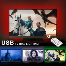 AirienX Dimplable USB LED TV 백라이트 멀티 컬러 바이어스 라이팅 스트립 60~75인치 HDTV RGB LED 스트립 라이트(원격 제어, 단일옵션