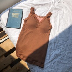 CHIC 레이스 기모 융 브라탑 탱크탑 이너 크롭탑 끈나시 여성 겨울 가을 이너웨어 두꺼운 캡 포함 보온 상의