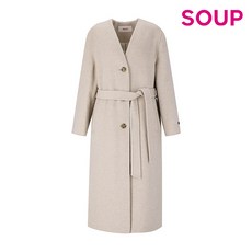 핸드메이드 노칼라 벨티드 롱 코트(SYAHC80)