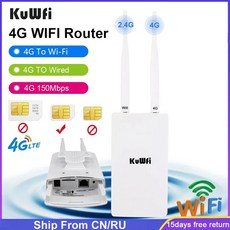 KuWFi 방수 야외 4G 와이파이 라우터 150Mbps CAT4 LTE 라우터 3G4G SIM 카드 라우터 모뎀 IP 카메라 및 외부 와이파이 커버리지, 3)White1 - efm네트웍스방수