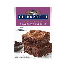 Ghirardelli Chocolate Supreme 프리미엄 브라우니 믹스 초콜릿 시럽 포함 531.6g(18온스) 박스, 1개