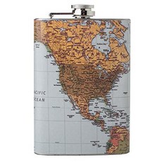 Maxam - 막삼 드링크웨어 앤틱 세계지도 플라스크 휴대용 술병 8oz, 본문참고, 본문참고