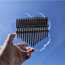 아크릴칼림바 투명 네잎클로버 하트 곰돌이 고양이 17음계, 투명 고양이