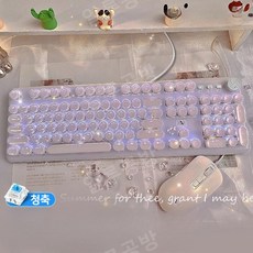 조약돌키보드 기계식 청축 얼음키보드 K520, 투명, 키보드+마우스 세트