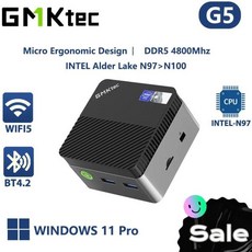 오피스 게이밍 미니 PC 미니 데스크탑 컴퓨터 본체 사무용 주식용 일체형 올인원 GMKtec 휴대용 DIY 게임용 G5 n97 인텔 12 세대 N97 윈도우 11 프로 DDR5, [01] Silver, [02] AU, DDR5 12GB 128GB, 1개