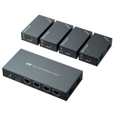 모니터케이블 연결 HDMI 익스텐더 스플리터 1080p 오버 Cat5eCat6 이더넷 케이블 루프아웃 최대 50m 165ft EDID 관리 19201080 60Hz 1x419081, 1TX-4 RX-No IR_No IP-60M-No de