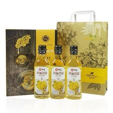 백설 100% 카놀라유 프리미엄 선물세트 500mlX3P (+쇼핑백), 3개, 500ml