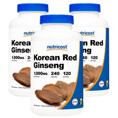 뉴트리코스트 코리안 레드 진셍 1000mg 캡슐 글루텐 프리, 240정, 3개