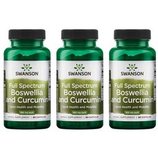스완슨 풀 스펙트럼 보스웰리아 앤 커큐민 300mg 캡슐, 3개, 60정