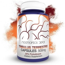 Nootropics Depot 헬스부스터 디포 트리불루스 - 캡슐 | 500mg 20% 프로토디오신 테레스트리스 피트니스 무드 바이탈리티 60 카운트, 1개
