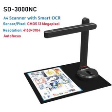 북스캐너 도서 교재 PDF 스캔 NETUM 자동 초점 문서 스캐너 스마트 OCR LED 테이블 책상 램프 가족 가정 사무실용 최대 A4 A3 크기 T101, 4) SD-3000NC