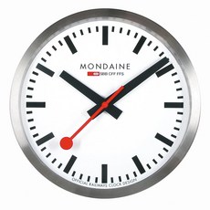 Mondaine 벽걸이 시계 레드 25cm (A990.CLOCK.11SBC) 164674, 그레이|화이트|레드_25CM