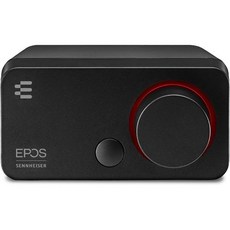 EPOS GSX 300 외장 컴퓨터 사운드 카드 고해상도 스테레오 7.1 서라운드 LED 볼륨 다이얼 사용자 정의 가능한 스마트 버튼 Windows 10 동기화, Black