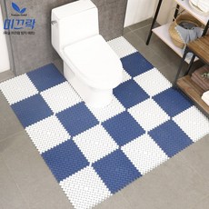 미끄락 미끄럼방지 욕실 화장실 매트 싱글(25장), 블루+화이트