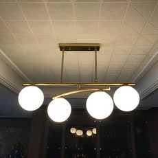 LED 인테리어 식탁등 치즈볼 4등, 4등 골드유리+LED 램프 12W 주광색(하얀빛)4개