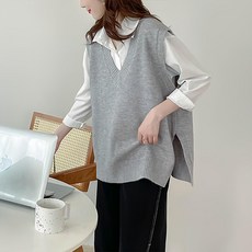女士 Liana Overfit 開叉 V 領針織背心 263281
